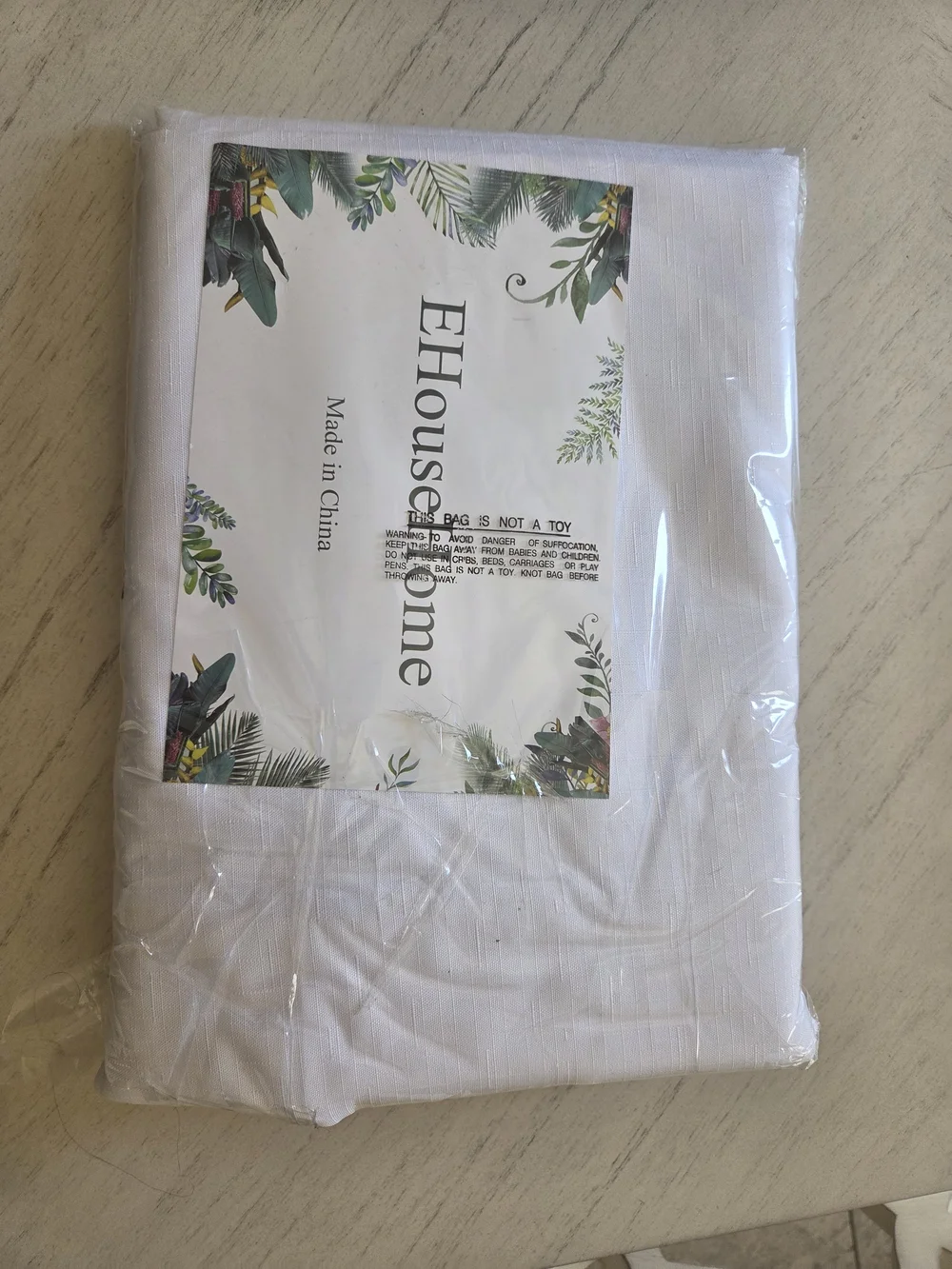 EHouseHome Heavy Duty Fabric Tablecloth with White Lace 60 x 84Inch